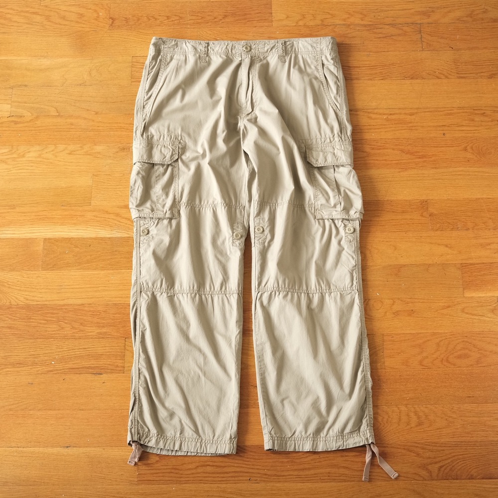 Uniqlo‎ Cargo Pants Mens Tan Cotton Adjustable Hem Gorpcore Size L Outdoorsy